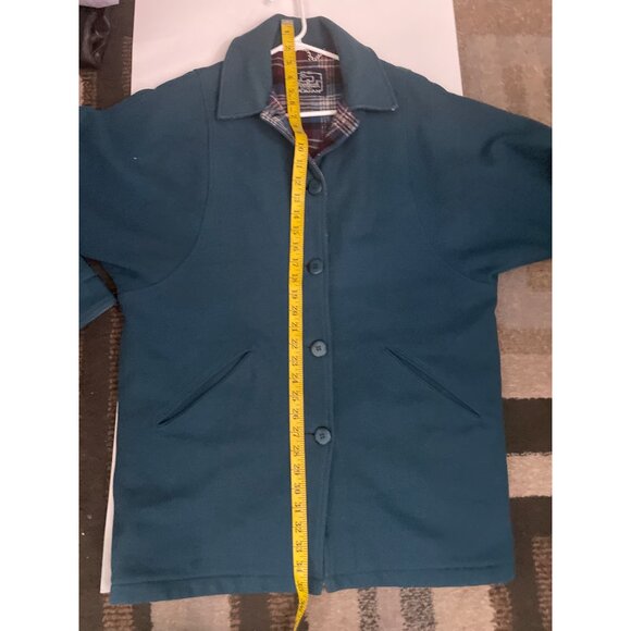 Woolrich Womens Teal Button-Up Coat W/ Plaid Lining & Pockets - Picture 8 of 10